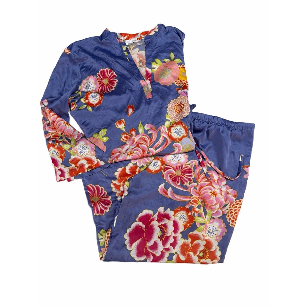 N Natori Women's Kiku-Satin Pj Set Lavender‎ Floral Sz XL